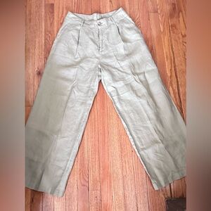 Zara Light Natural Color Linen Wide Leg Size M